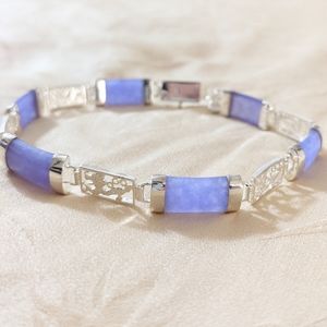 925 Sterling Silver Lavender Jade Bracelet